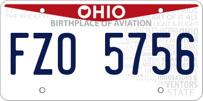 OH license plate FZO5756