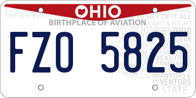 OH license plate FZO5825