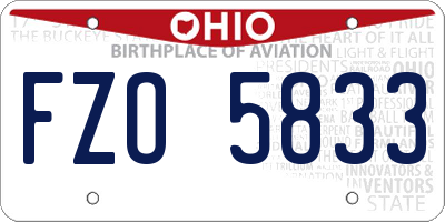 OH license plate FZO5833