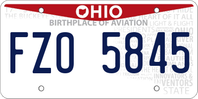 OH license plate FZO5845