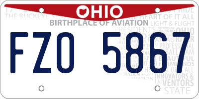 OH license plate FZO5867