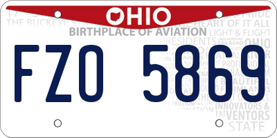 OH license plate FZO5869