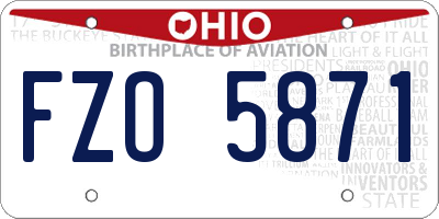 OH license plate FZO5871