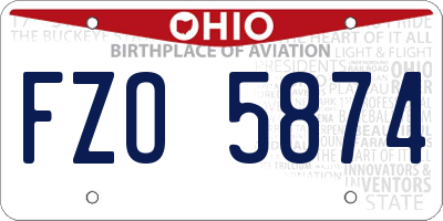 OH license plate FZO5874