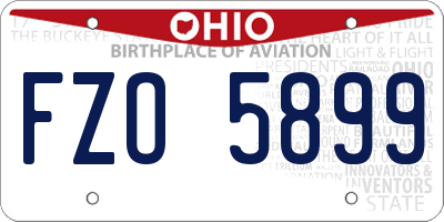 OH license plate FZO5899
