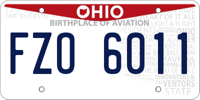 OH license plate FZO6011