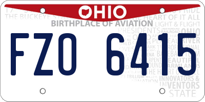 OH license plate FZO6415