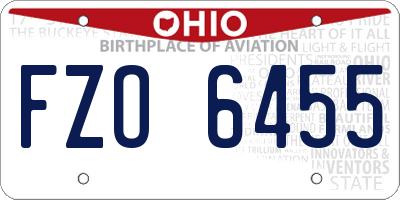 OH license plate FZO6455