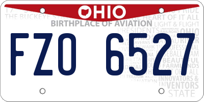 OH license plate FZO6527