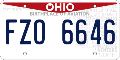 OH license plate FZO6646
