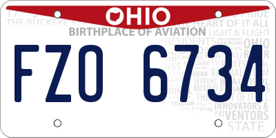 OH license plate FZO6734