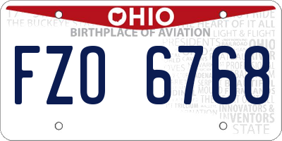 OH license plate FZO6768