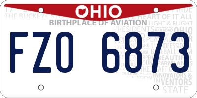 OH license plate FZO6873