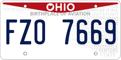 OH license plate FZO7669