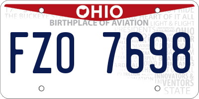 OH license plate FZO7698