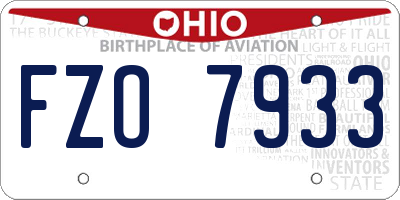 OH license plate FZO7933
