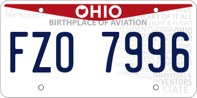 OH license plate FZO7996
