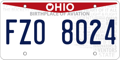 OH license plate FZO8024
