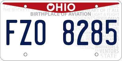 OH license plate FZO8285