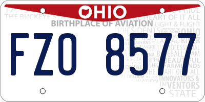 OH license plate FZO8577