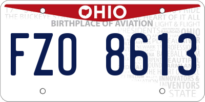 OH license plate FZO8613