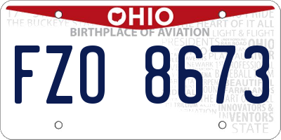 OH license plate FZO8673