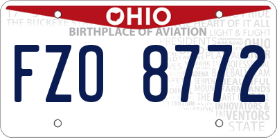 OH license plate FZO8772