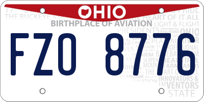 OH license plate FZO8776