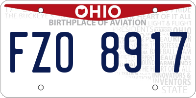 OH license plate FZO8917