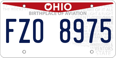 OH license plate FZO8975