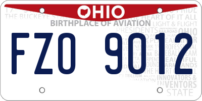 OH license plate FZO9012