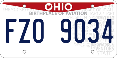 OH license plate FZO9034