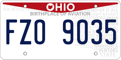 OH license plate FZO9035