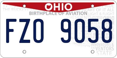 OH license plate FZO9058