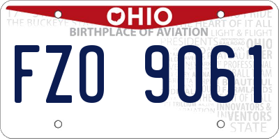OH license plate FZO9061