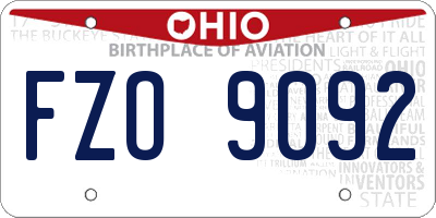OH license plate FZO9092