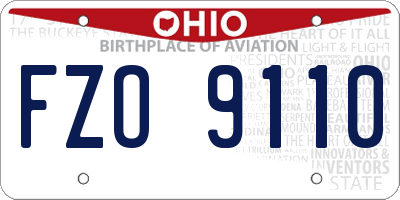 OH license plate FZO9110