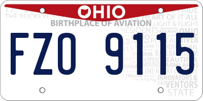 OH license plate FZO9115