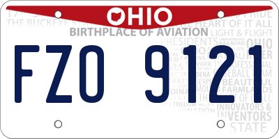OH license plate FZO9121