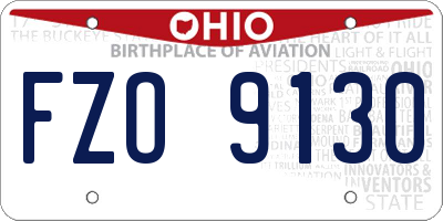 OH license plate FZO9130