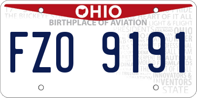 OH license plate FZO9191