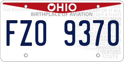 OH license plate FZO9370