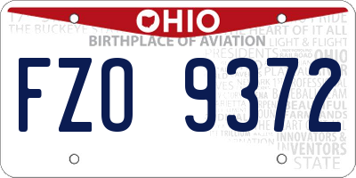 OH license plate FZO9372