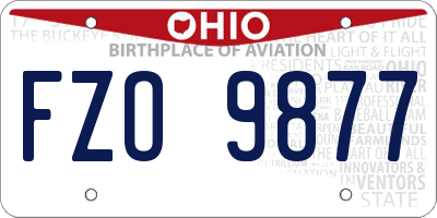 OH license plate FZO9877