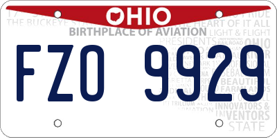 OH license plate FZO9929