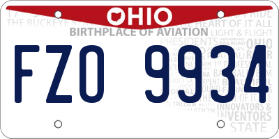 OH license plate FZO9934