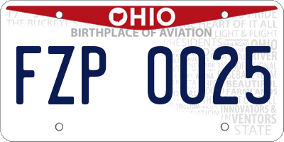 OH license plate FZP0025