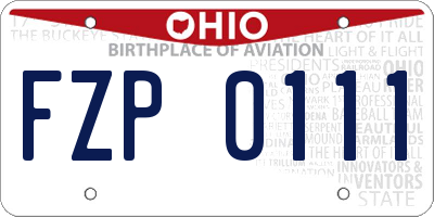 OH license plate FZP0111