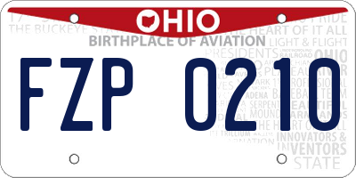 OH license plate FZP0210