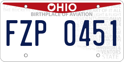 OH license plate FZP0451